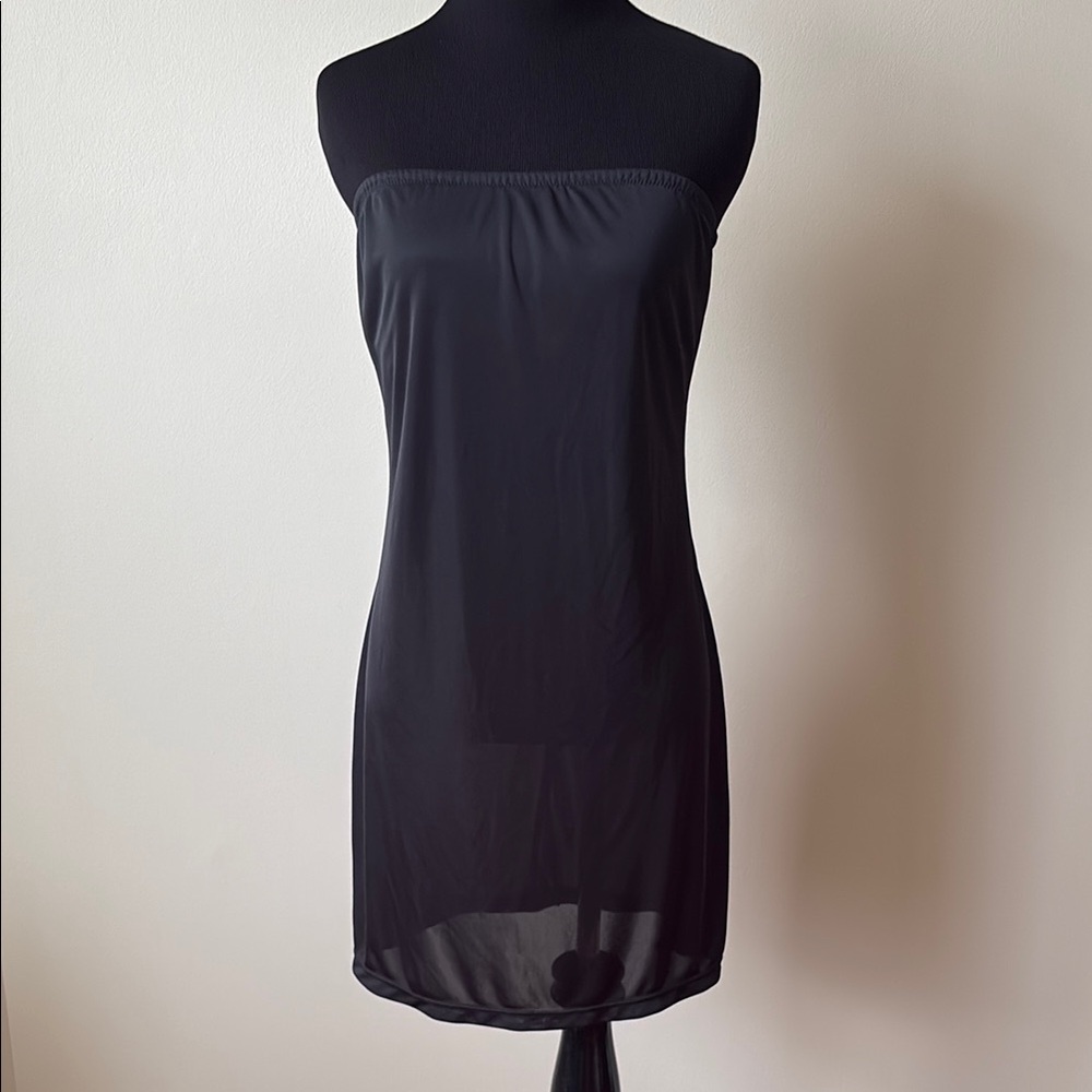 Black Strapless Slip with shelf bra